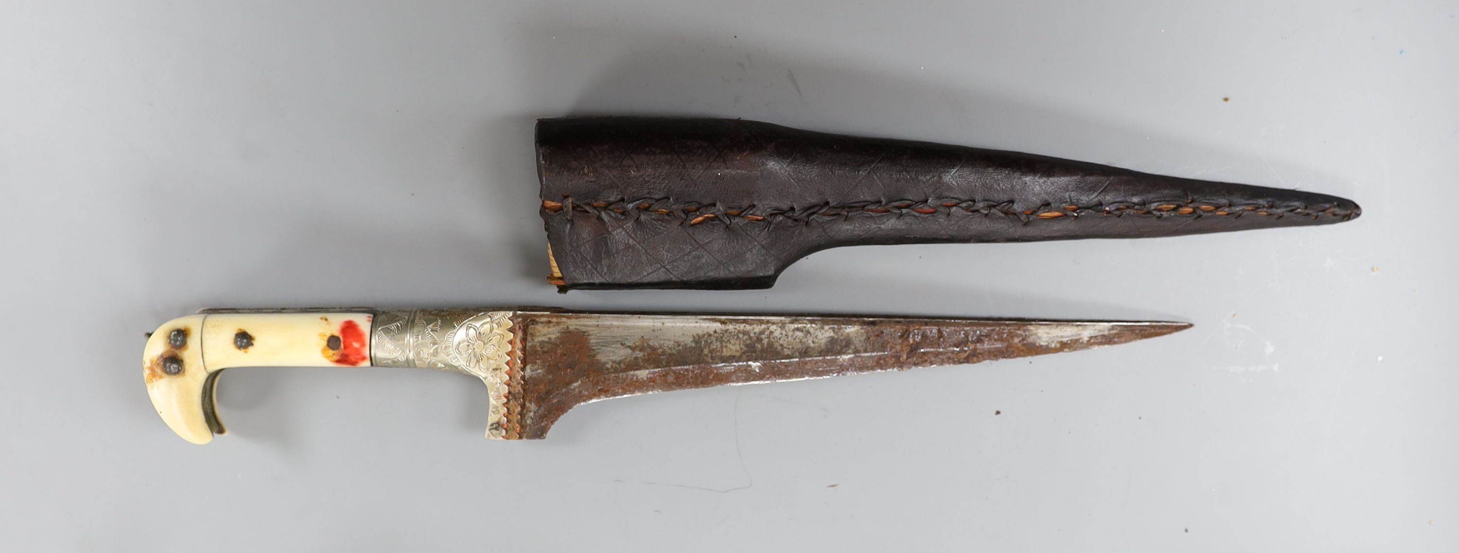 A group of three Indo-Persian daggers, longest blade 26cm, each within sheath